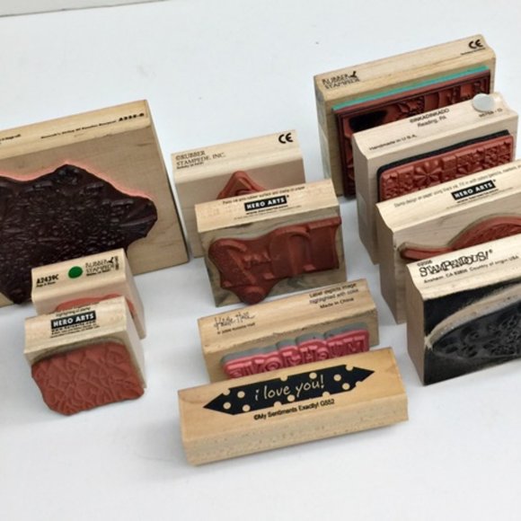 Lot 11 Rubber Stamps Hero Arts Inkadinkado Stampe - Picture 8 of 11